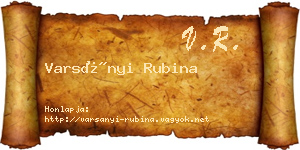 Varsányi Rubina névjegykártya